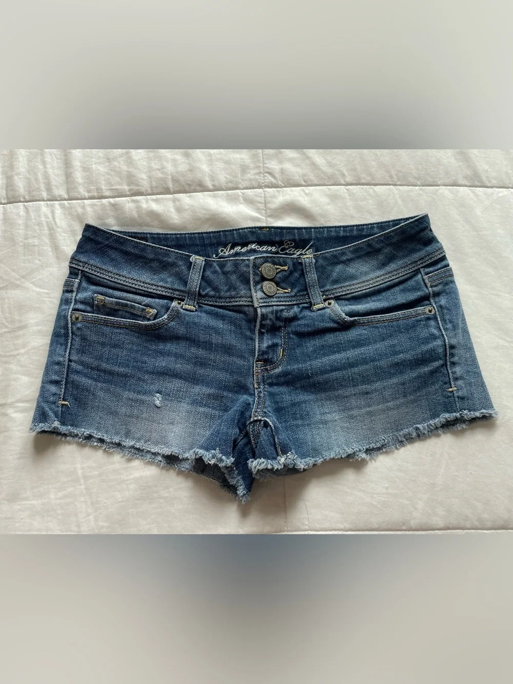 American Eagle Y2K Low Rise Micro Mini Denim Shorts 4 2000s Preppy Cute Casual